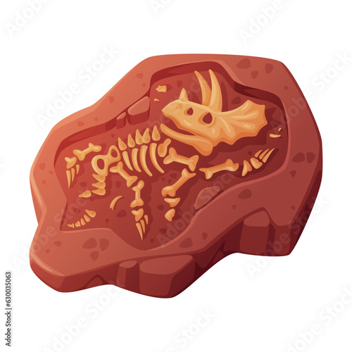 Fossil Obtained by Digging Rested in Soil or Ground Vector Illustration