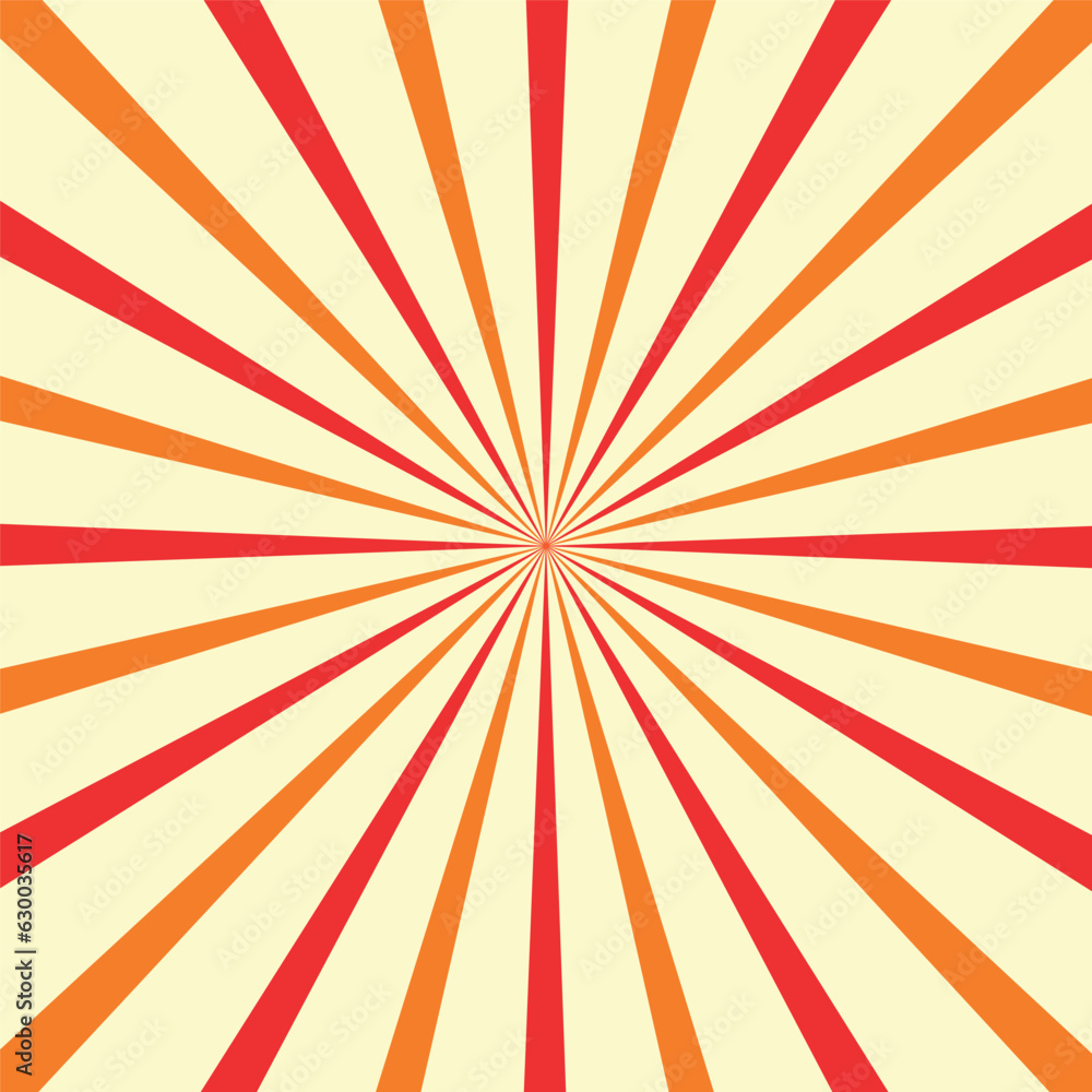 Vector sunburst background design with red and yellow