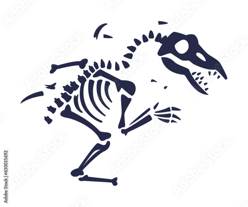 Black Bones Fossils Silhouette Obtained by Digging Vector Illustration