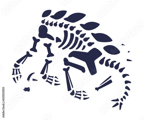 Black Bones Fossils Silhouette Obtained by Digging Vector Illustration