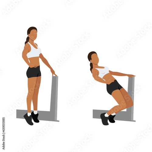 Woman doing sissy squat exercise. Flat vector illustration isolated on white background photo