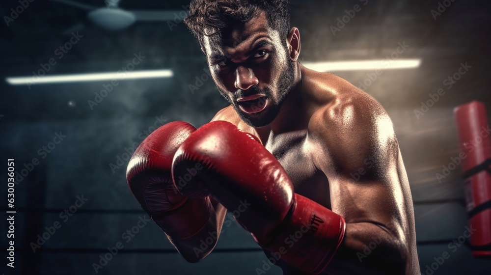 Male Boxer Punching Athlete