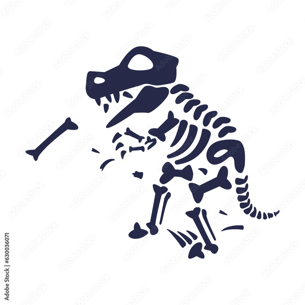 Black Bones Fossils Silhouette Obtained by Digging Vector Illustration Black Bones Fossils Silhouette Obtained by Digging Vector Illustration