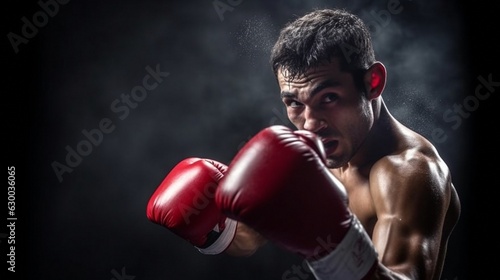 Male Boxer Punching Athlete © tongpatong