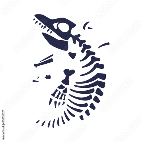 Black Bones Fossils Silhouette Obtained by Digging Vector Illustration