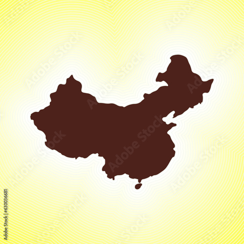 China map icon. Country shape on radiant striped gradient background. China vibrant poster. Awesome vector illustration.