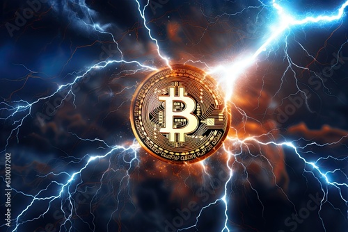 The Bitcoin Lightning Network uses smart contracts for secure, off-chain transactions within payment channels, bypassing on-chain confirmations. AI-Generated. photo