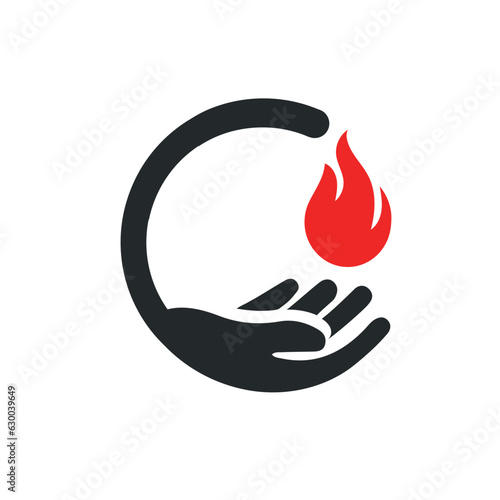 hand fire energy power logo icon
