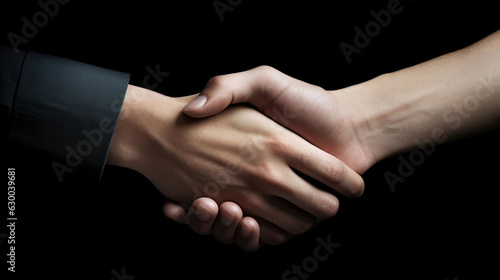 Hand shaking greeting with close up hands, ai generated