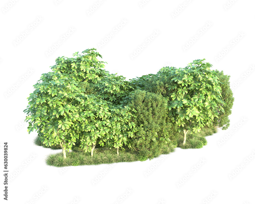 Fototapeta premium Green landscape isolated on transparent background. 3d rendering - illustration
