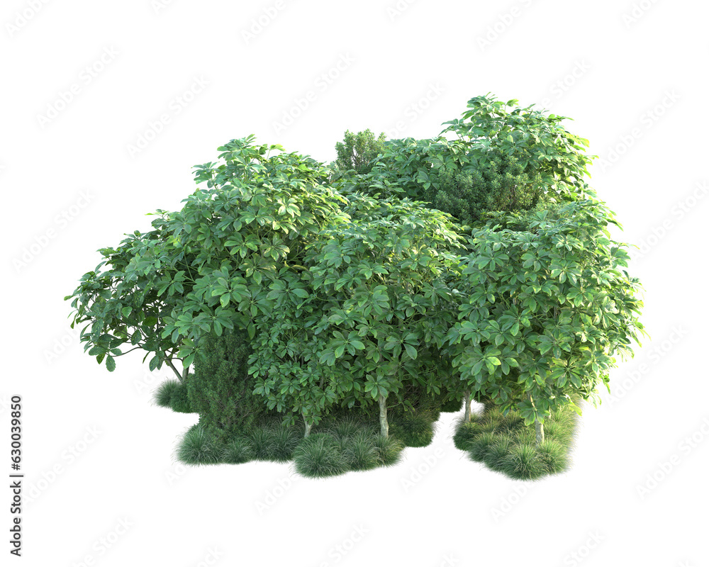 Obraz premium Green landscape isolated on transparent background. 3d rendering - illustration