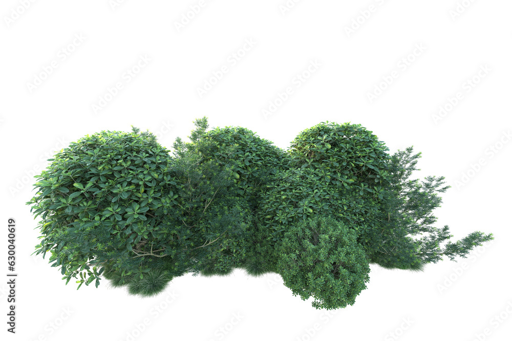 Fototapeta premium Green landscape isolated on transparent background. 3d rendering - illustration