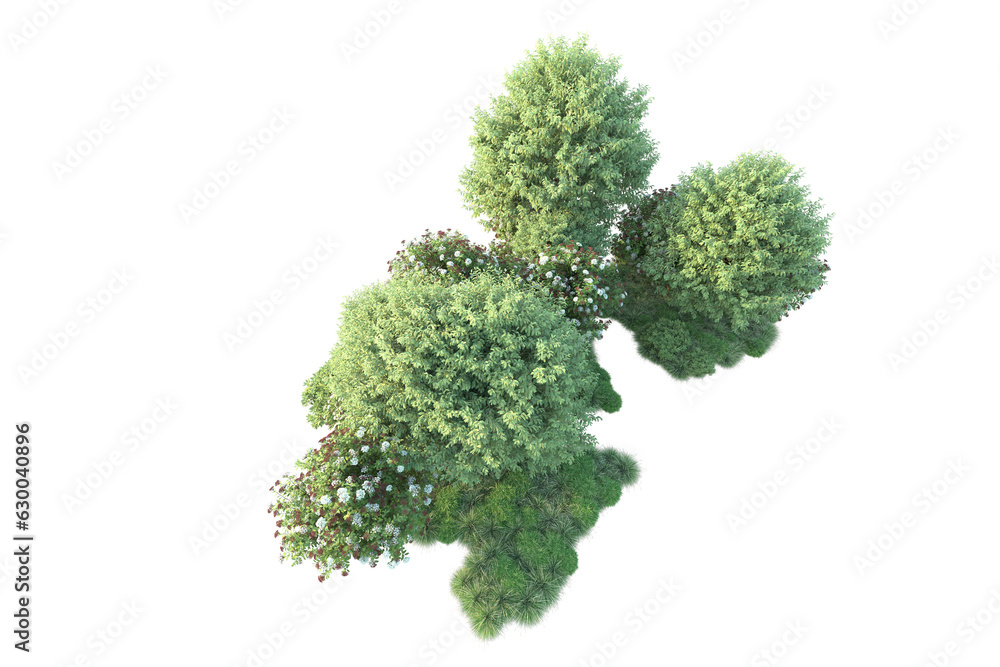 Green landscape isolated on transparent background. 3d rendering - illustration Green landscape isolated on transparent background. 3d rendering - illustration