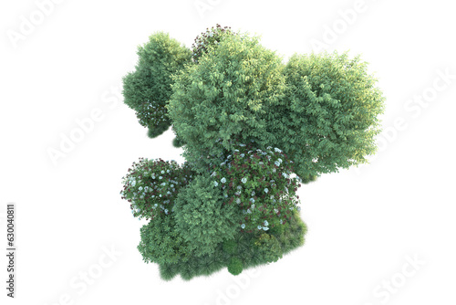 Green landscape isolated on transparent background. 3d rendering - illustration