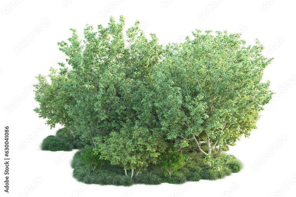 Green landscape isolated on transparent background. 3d rendering - illustration Green landscape isolated on transparent background. 3d rendering - illustration