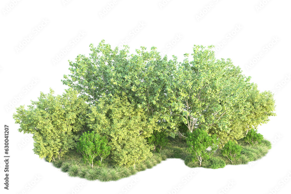 Green landscape isolated on transparent background. 3d rendering - illustration Green landscape isolated on transparent background. 3d rendering - illustration