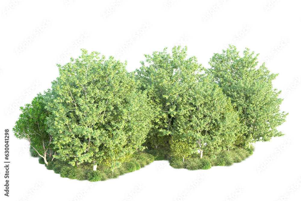 Green landscape isolated on transparent background. 3d rendering - illustration Green landscape isolated on transparent background. 3d rendering - illustration