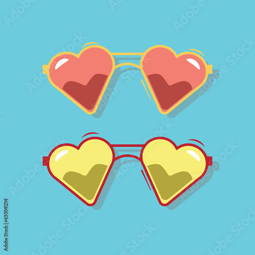 Love sunglasses vector cartoon illustrations