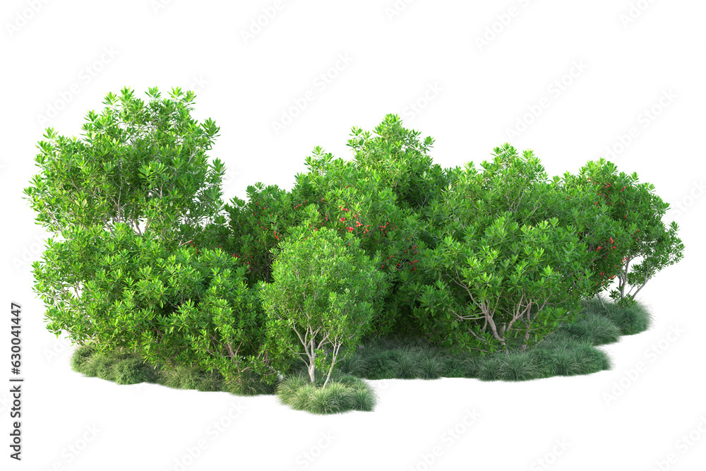 Obraz premium Green landscape isolated on transparent background. 3d rendering - illustration