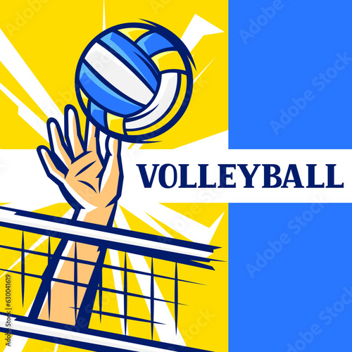Background with volleyball items. Sport club illustration.