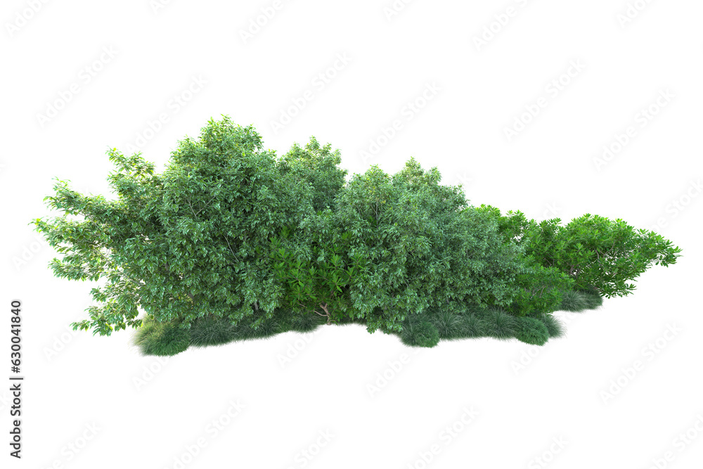 Obraz premium Green landscape isolated on transparent background. 3d rendering - illustration