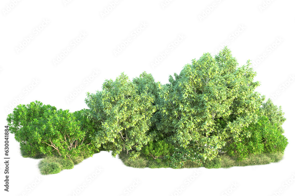 Obraz premium Green landscape isolated on transparent background. 3d rendering - illustration