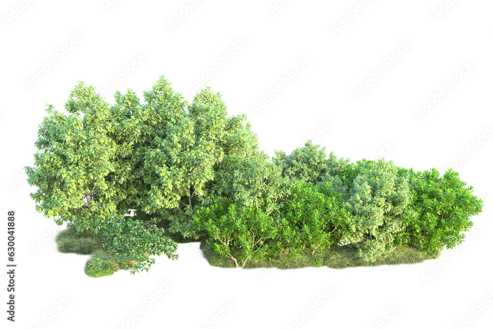 Obraz premium Green landscape isolated on transparent background. 3d rendering - illustration