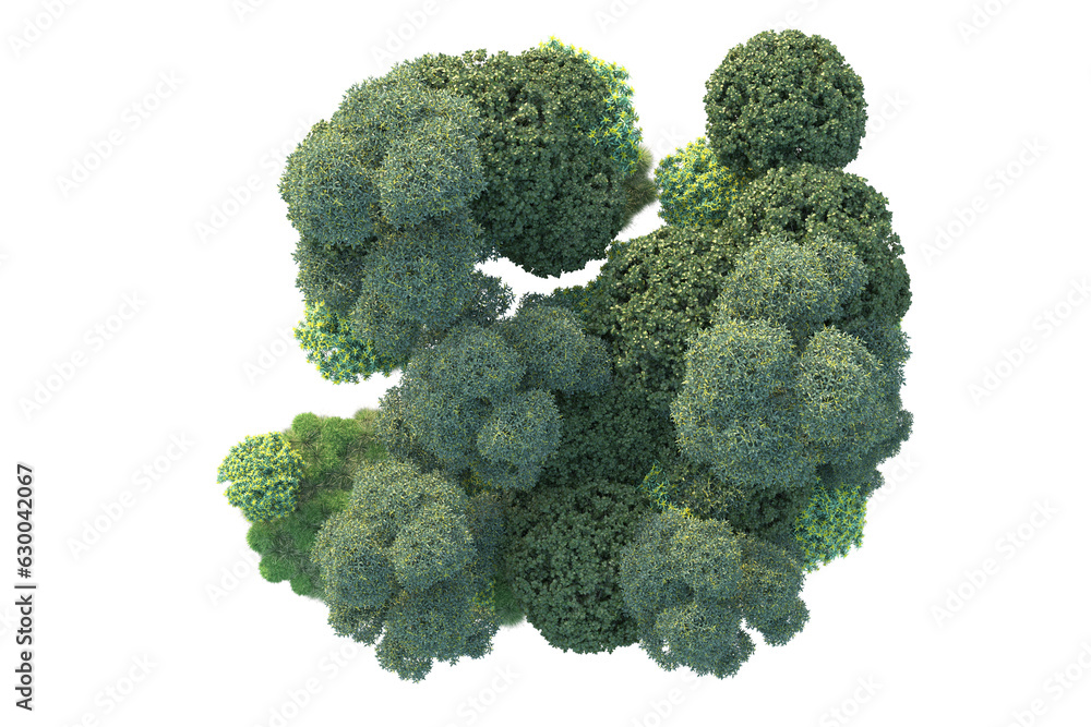 Green landscape isolated on transparent background. 3d rendering - illustration