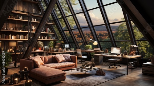Loft home office interior design