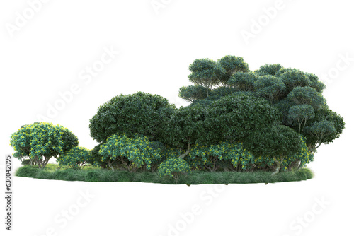 Green landscape isolated on transparent background. 3d rendering - illustration