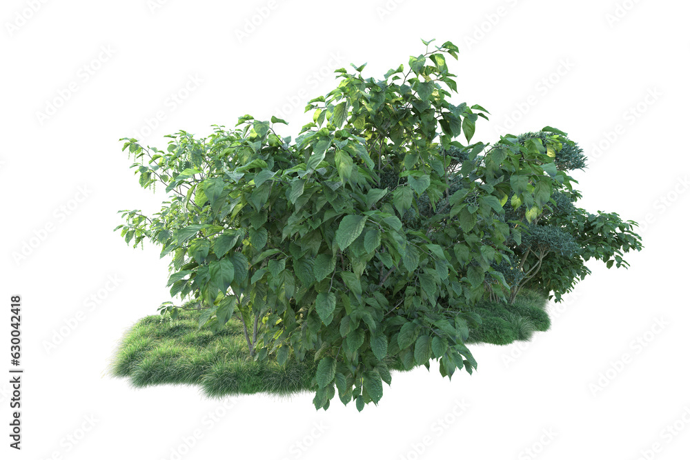 Obraz premium Green landscape isolated on transparent background. 3d rendering - illustration