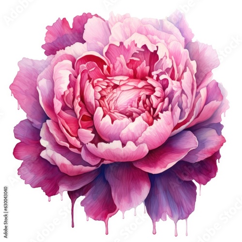 Watercolor illustration of a vibrant pink and purple flower painting