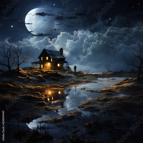 haunted house, scary landscape