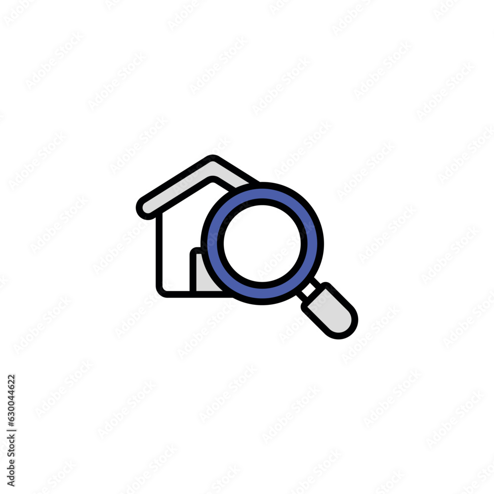 Home Search icon design with white background stock illustration
