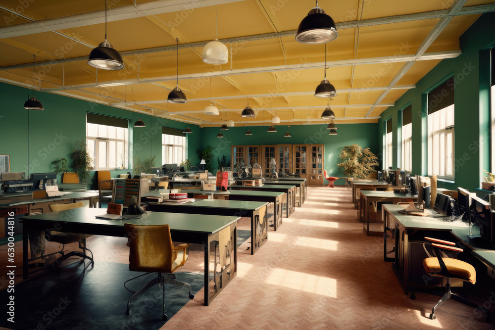 1940s styled office interior, open space. Nobody. No computers. 1940s styled office interior, open space. Nobody. No computers.