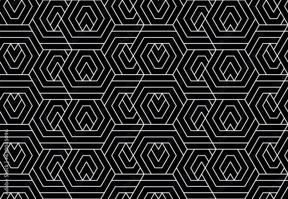 Abstract geometric pattern with stripes, lines. Seamless vector background. White and black ornament. Simple lattice graphic design. Abstract geometric pattern with stripes, lines. Seamless vector background. White and black ornament. Simple lattice graphic design.