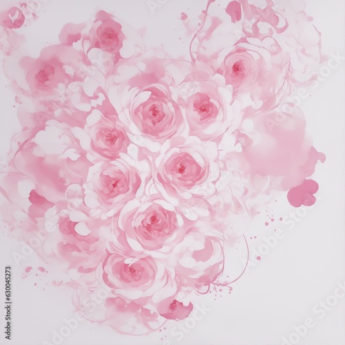 pink roses white background, Generated AI