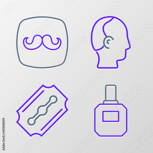 Set line Aftershave, Blade razor, Baldness and Barbershop icon. Vector
