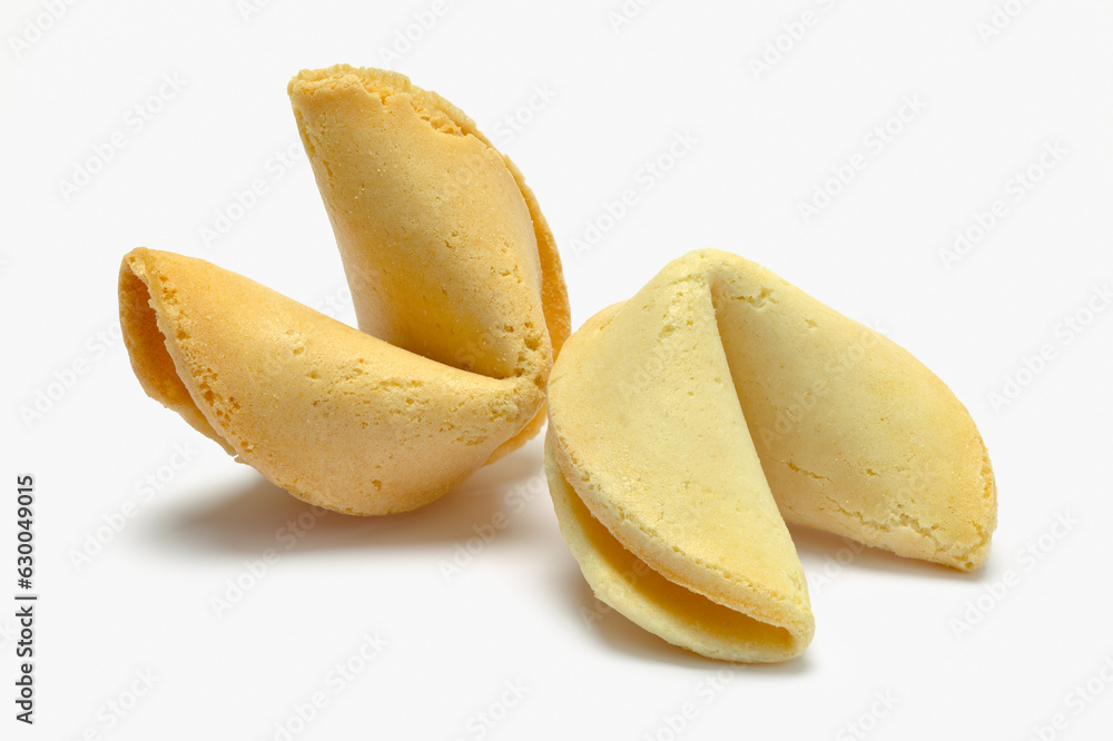 Two Fortune Cookies Cut Out on White. Two Fortune Cookies Cut Out on White.