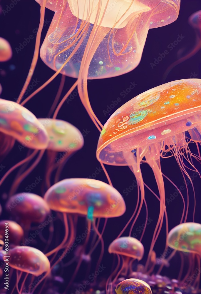 Background of Jellyfish. Pink neon glow light effect. Background of Jellyfish. Pink neon glow light effect.