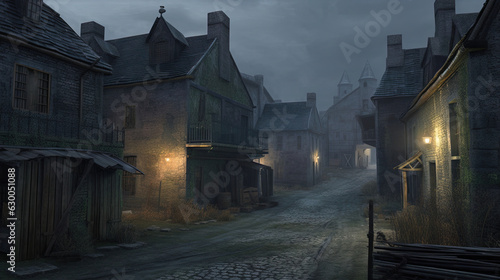 old street in the night created with generative ai