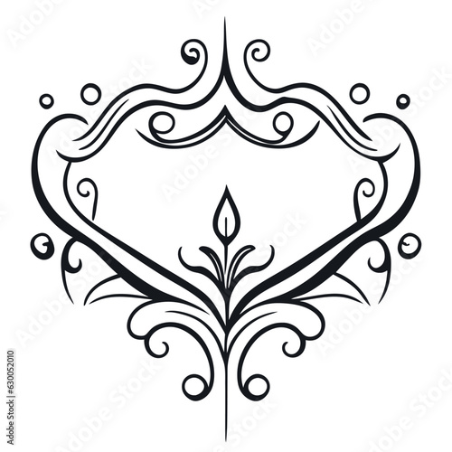 pure white background border shut Gothic vector illustration doodle line art