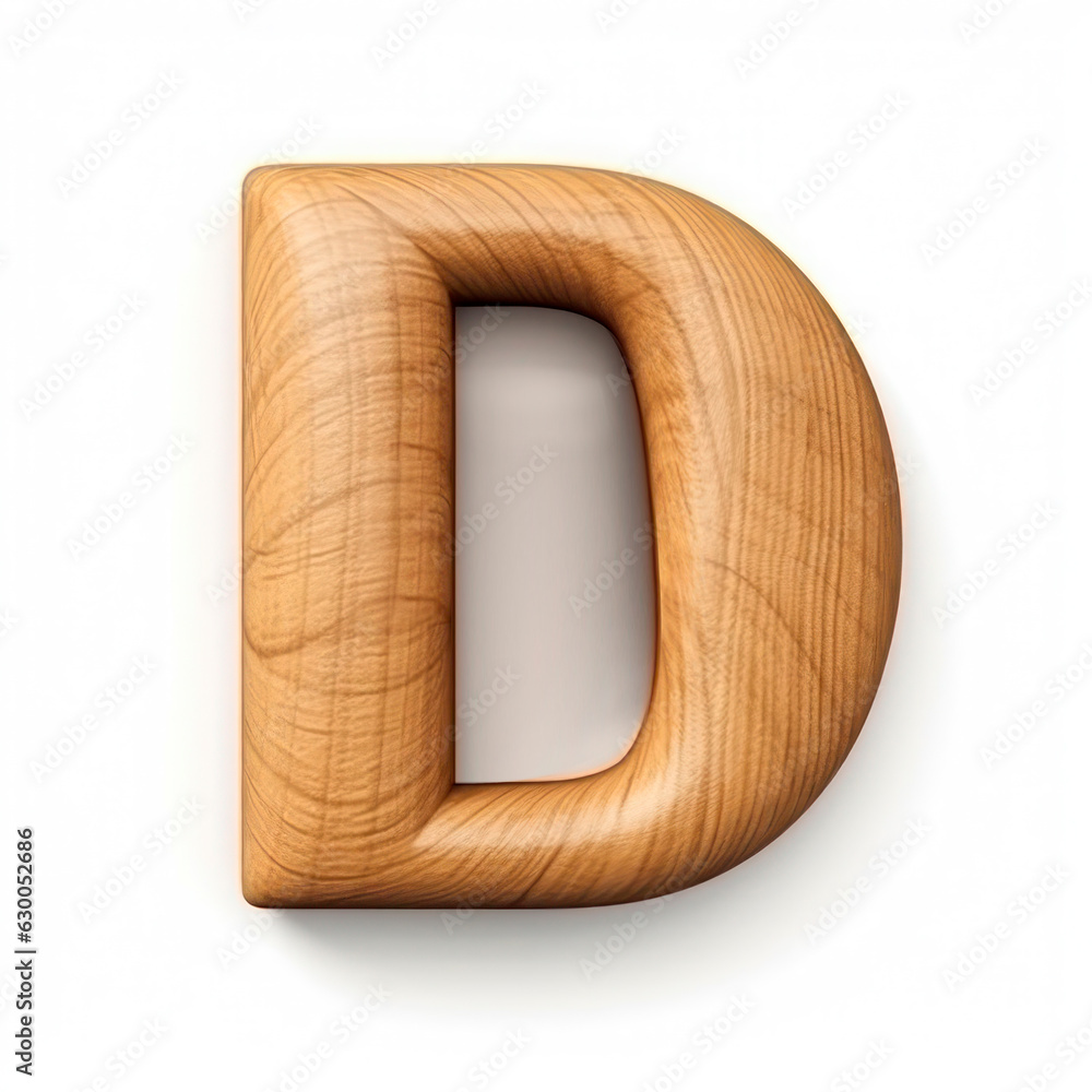 Letter D made of wood 3d on a white background Letter D made of wood 3d on a white background