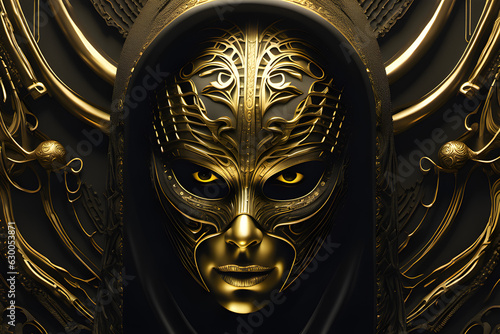 anger in golden fancy mask_ villain . Generative AI