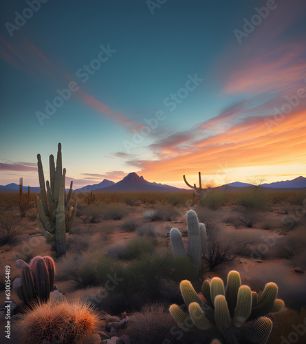 Sunrise across the desert landscape