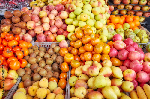 Various fruits at a local food market  Ecuador.