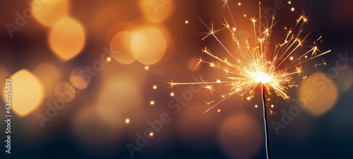 Silvester New Year  New Year s Eve 2024 party event celebration holiday greeting card - Closeup of sparkling sparklers and bokeh lights in the background  Generative Ai 