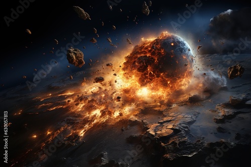 a meteorite slams into the planet's surface, a cosmic cataclysm