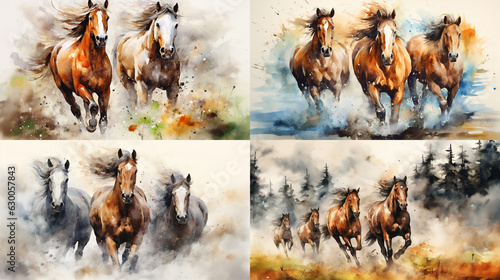 collage with horses