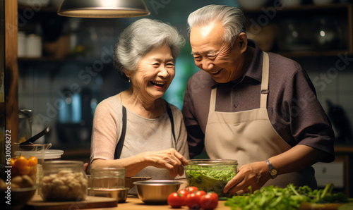 Kitchen Joy  Elderly Couple Cooking Together